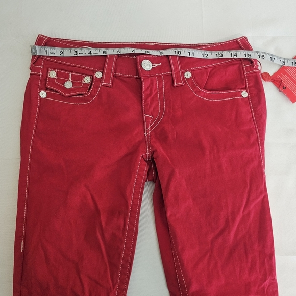 True Religion Stella Low Rise Skinny Jeans Size 27 Red Stretch Denim Logo - Picture 12 of 16